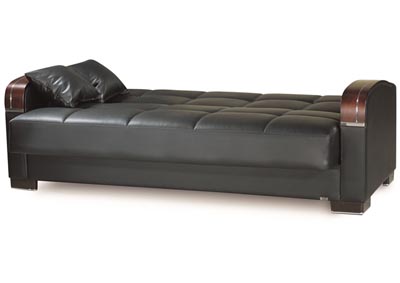 Mobimax Black Leather Sofabed,Ottomanson (Previously Casamode)